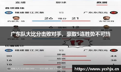 广东队大比分击败对手，豪取5连胜势不可挡