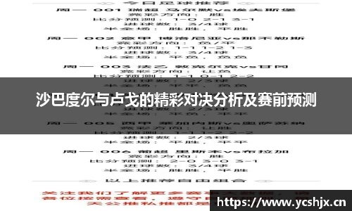 沙巴度尔与卢戈的精彩对决分析及赛前预测
